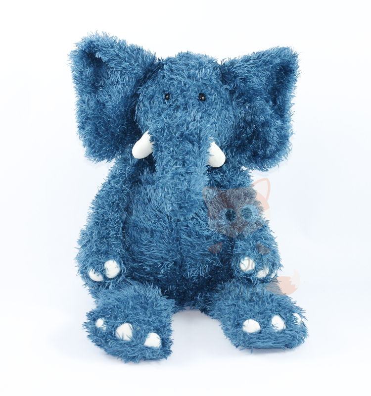  peluche éléphant bleu turquoise blanc 40 cm 